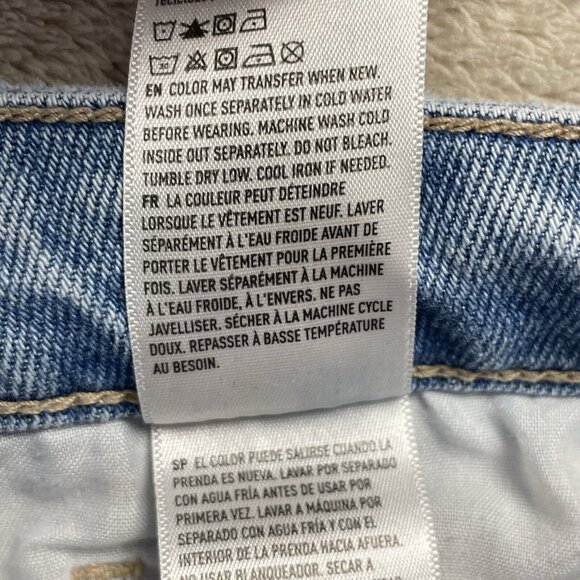 American Eagle‎ Straight Mom Jean Women's 8 Long Blue High Rise Distressed Denim - Picture 11 of 14